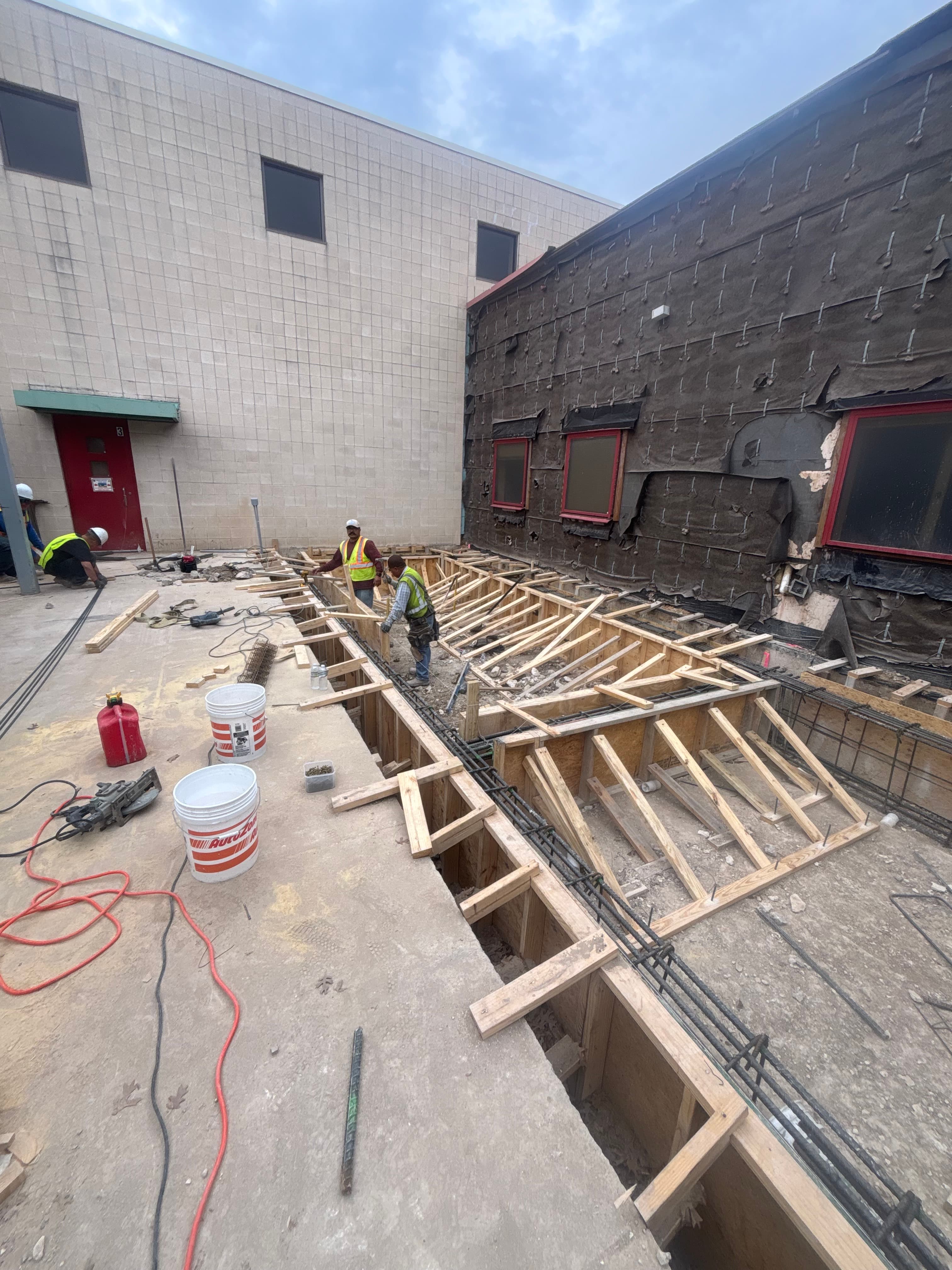 Structural concrete beam forming on a commercial build in North Texas